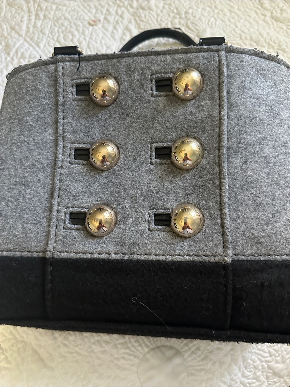 Kate Spade Beantown Quinn Gray Felt Wool Satchel -Rare